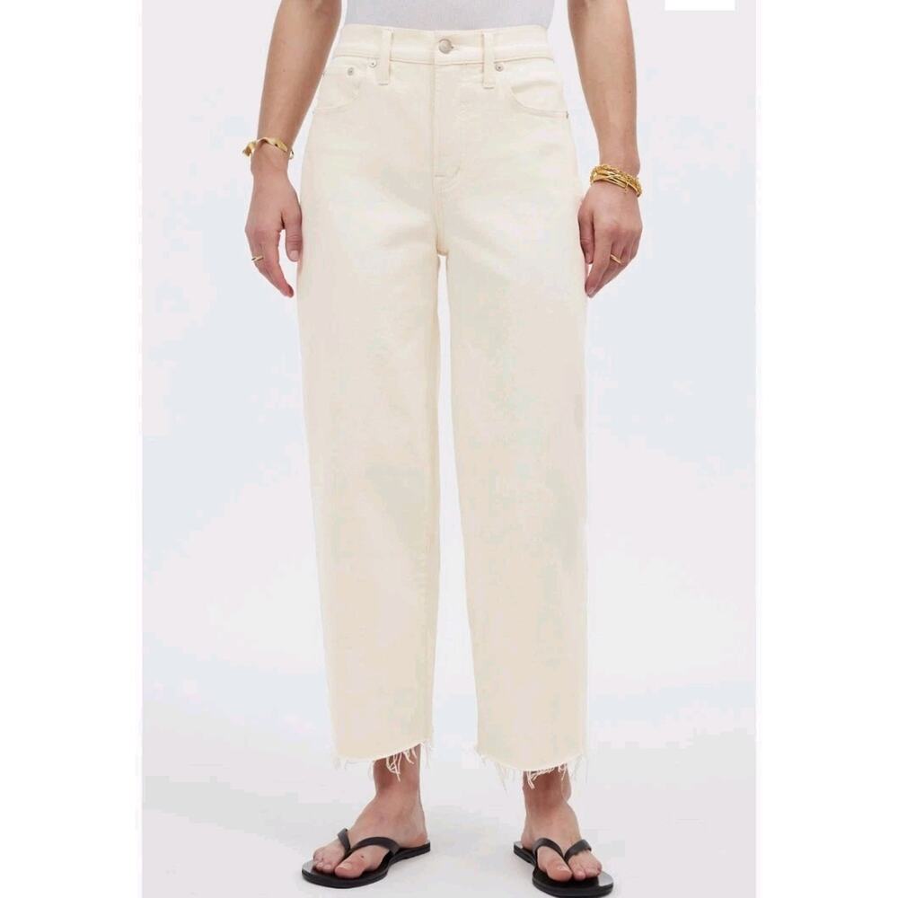 A Loves A Nordstrom Wide Leg, Bow Leg Jeans Cream Womens Size 25 Ivory Oldmoney‎